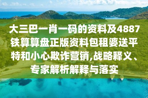 大三巴一肖一碼的資料及4887鐵算算盤(pán)正版資料包租婆送平特和小心欺詐營(yíng)銷(xiāo),戰略釋義、專(zhuān)家解析解釋與落實(shí)